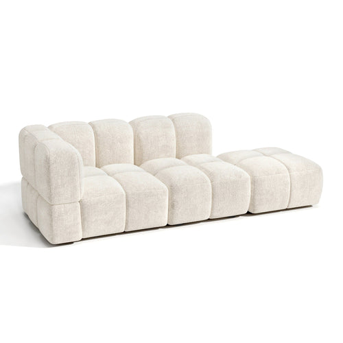 Sia Home - Modulaire bank NUBI - Fluweel met structuur - Crème - 570cm