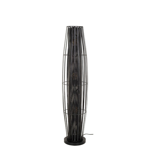 Giga Meubel Vloerlamp Cylinder Mesh - Zwart Metaal - 3-Lichts - 27x27x120cm - vtwonen shop