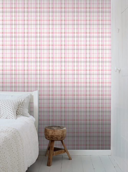 ESTAhome behang ruiten licht roze - 53 cm x 10.05 m - 138824