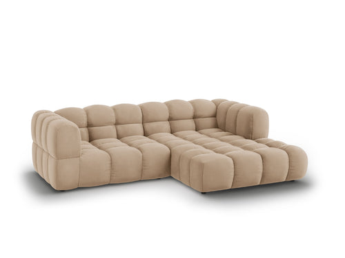 Cosmopolitan Design Modulaire hoekbank rechts Sky 3-zits, flueel, zand - 162x244x70cm