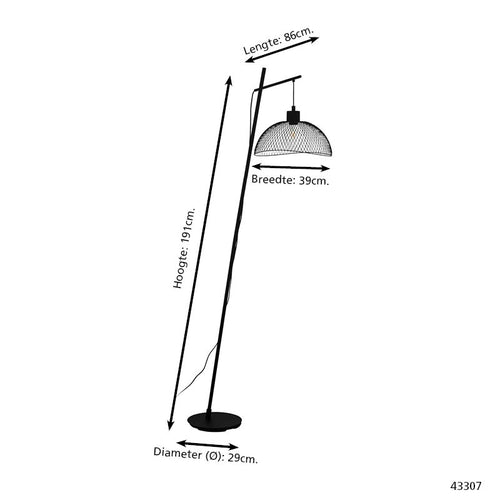 EGLO vloerlamp Pompeya - e27 - 191 cm - zwart - vtwonen shop