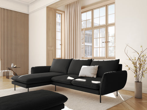 Cosmopolitan Design linker hoekbank Vienna 5-zits, boucle, zwart - 170x255x95cm