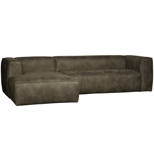 Woood chaise longue links Bean - Eco-leder - Army Green - 73x305x175 - vtwonen shop