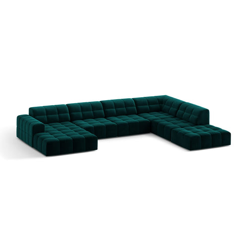 Cosmopolitan Design - Panoramische hoekbank Chicago 7-zits, flueel diepe olie - 263x375x78cm