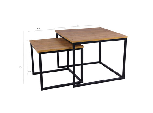 MaximaVida vierkante salontafel set Kiev XL 60 cm - rustiek eikenhout fineer - vtwonen shop