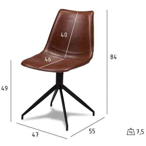 Furnhouse eetkamerstoel Isabel - Cognacbruin - Kunstleer - Set van 6