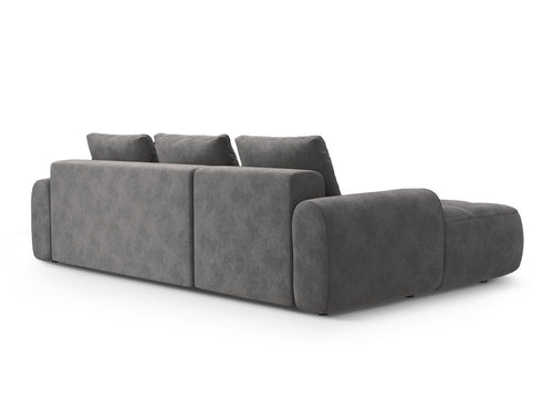 Cosmopolitan Design Uitklapbare hoekbank links met opbergdoos Linz 3-zits, flueel grijs - 142x275x84cm