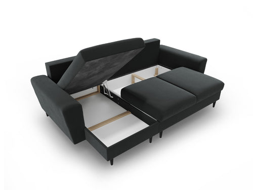 Cosmopolitan Design Omkeerbare converteerbare hoekbank met opbergdoos Kyoto 4-zits, flueel donkergrijs - 145x241x88cm
