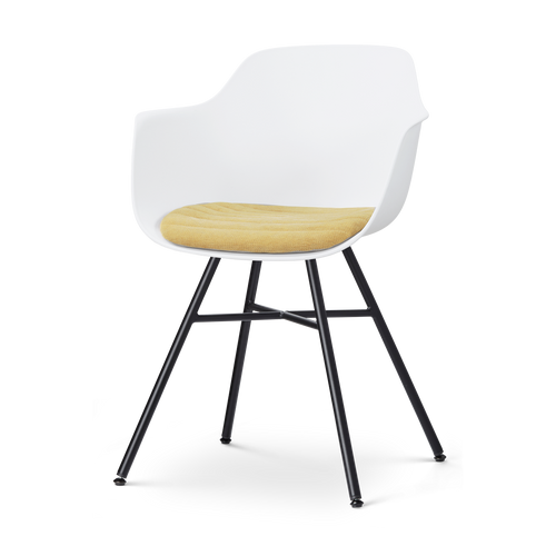 Nolon Noa-Liz eetkamerstoel wit met warm oker zitkussen - zwart onderstel