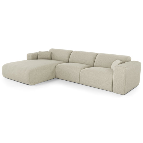 Sia Home - Hoekbank links, uitklapbaar MYRA - kruisweefsel beige 280cm