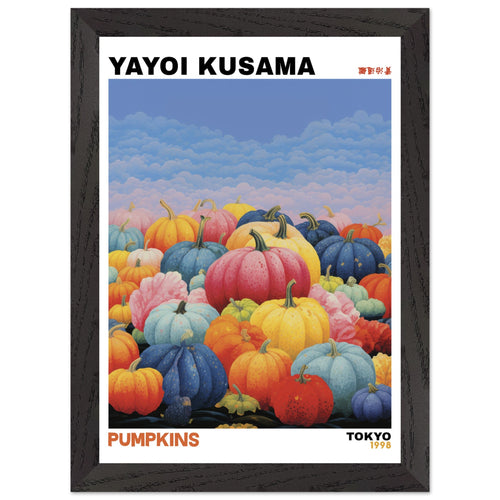Artfulprints Poster met Lijst Yayoi Kusama - Pumpkins   - A4 21x29.7 cm - Meerkleurig