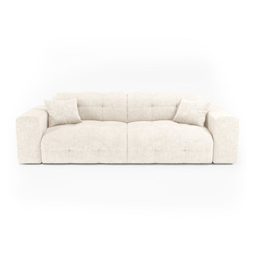Premium Interiors - Bank COCOON - gewaafd fluweel crème 230cm