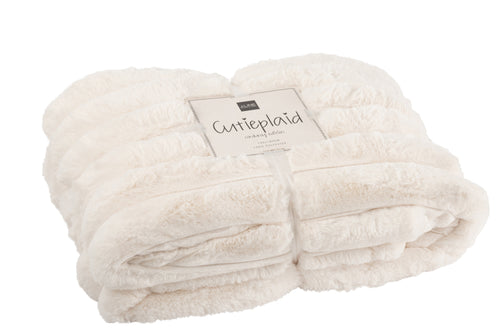 J-Line plaid Large Corduroy - polyester - wit - 180 x 130 cm - vtwonen shop