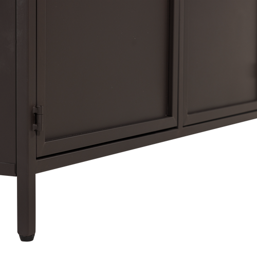WOOOD xl 3-deurs vitrinekast Exhibit - Metaal - Donkerbruin - 200x140x42