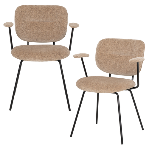 WOOOD eetkamerstoel armleuning zand Brint - Set Van 2 - 80x63x58