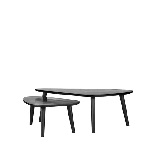 LABEL51 Salontafel Rock - Zwart Mangohout - Set Van 2 - 64x64x40cm
