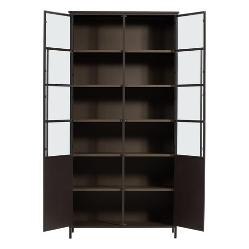 WOOOD xl 2-deurs vitrinekast Exhibit - Metaal - Donkerbruin - 203x99x45