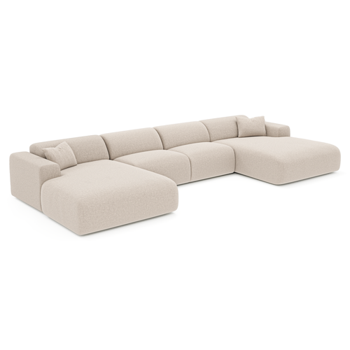 Sia Home - Symmetrische bank MYRA - Geweven stof - Beige - 356cm - vtwonen shop