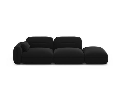Cosmopolitan Design Rechte modulaire bank Sydney 3-zits, flueel, zwart - 90x295x70cm