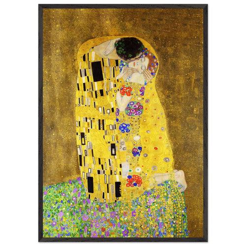 Artfulprints Poster met Lijst Gustav Klimt - The kiss   - 70x100 cm - Geel