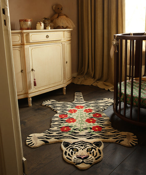 Doing Goods Floral White Vloerkleed - Groot 155 x 93 x 2 cm - 100% wol