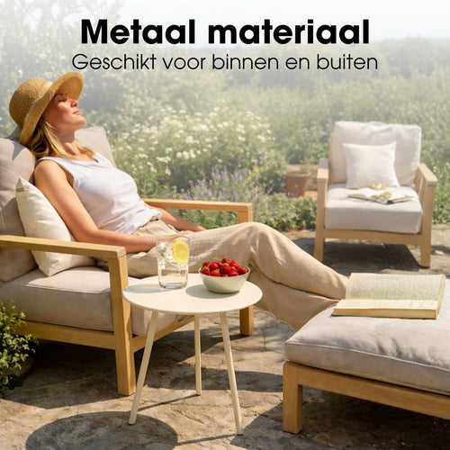 Mica Decorations Seatle Bijzettafel Rond voor Buiten - Koffietafel - Salontafel Buiten - Ook als Plantentafeltje of Plantenstandaard - Metaal - 38 x