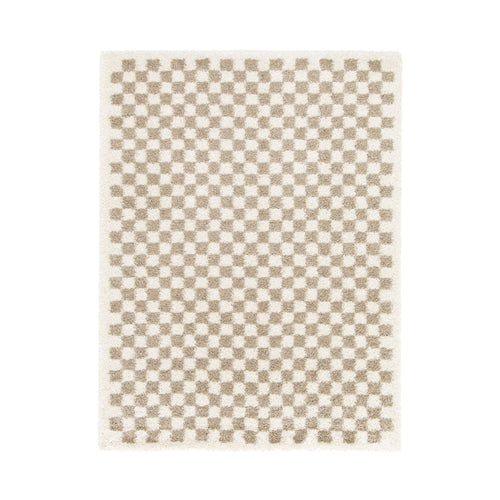AFK Living vloerkleed Checkers - shaggy - beige - 160 x 213 cm