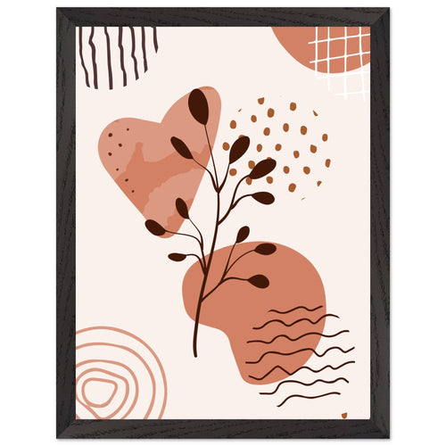 Artfulprints Poster met Lijst Boho – Nature swirl   - 30x40 cm - Bruin