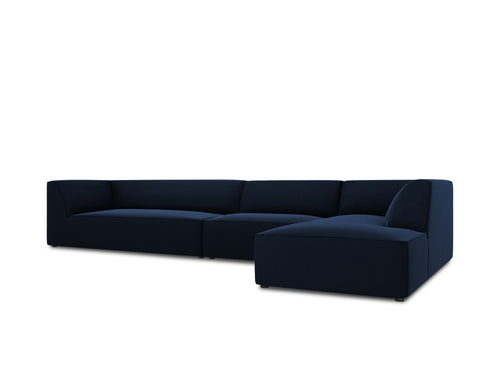 Micadoni rechter hoekbank Ruby 5-zits, flueel, koningsblauw - 180x366x69cm