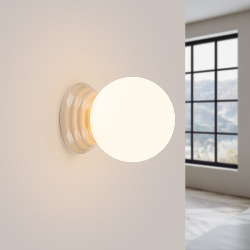 Sollux Lighting Wandlamp ZORI beige IP44 - 12x16x12cm