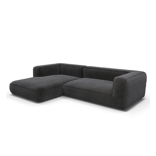Premium Interiors - Linkerhoekbank SOFIA - kruisweefsel grijs 255cm