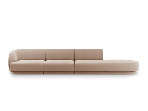 Micadoni Rechte bank Miley 4-zits, flueel, cappuccino - 90x323x70cm