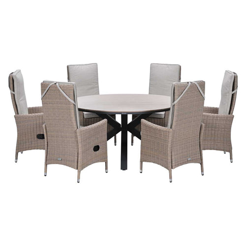 Garden Impressions Tuinset Collin 7-delig - Tulli tuintafel Ø148x75 cm