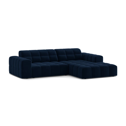Cosmopolitan Design - Rechter hoekbank Chicago 3-zits, flueel koningsblauw - 167x234x78cm