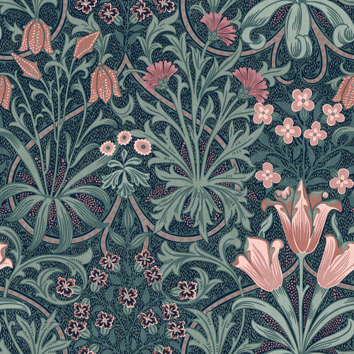 William Morris at Home Vliesbehang - Woodland Weeds Midnight