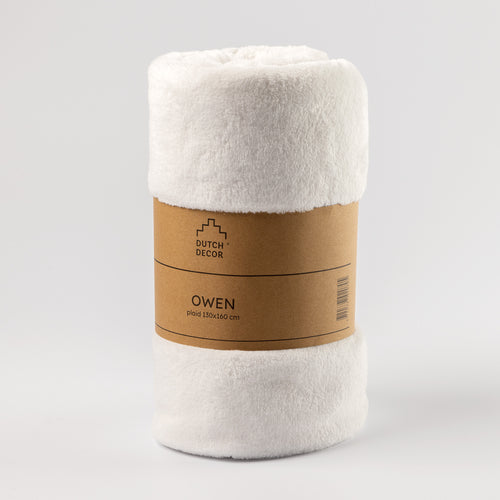 Dutch Decor - VOORDEELSET - 3-delig - Fluffy & Owen - 2 sierkussens 45x45 cm - 1 plaid 130x160 cm - wit - vtwonen shop