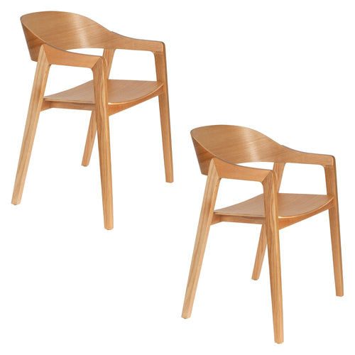 Dutchbone Westlake Eetkamerstoelen armleuning Naturel - Set van 2