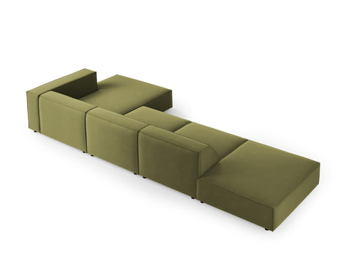 Cosmopolitan Design rechter hoekbank Arendal 5-zits, flueel, lichtgroen - 166x341x70cm