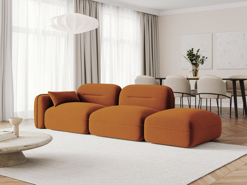 Cosmopolitan Design Rechte modulaire bank Sydney 3-zits, flueel, terracotta - 90x295x70cm