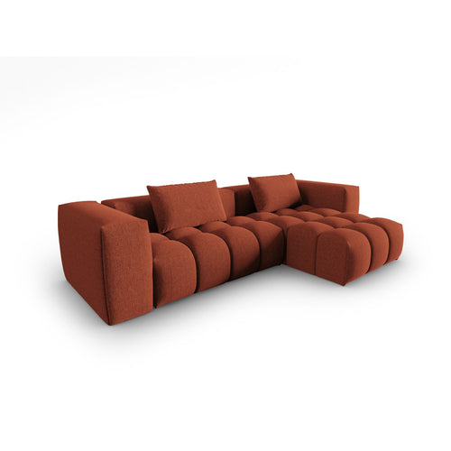 Cosmopolitan Design - Modulaire hoekbank rechts Verona 3-zits, structurele stof koraal - 145x260x70cm