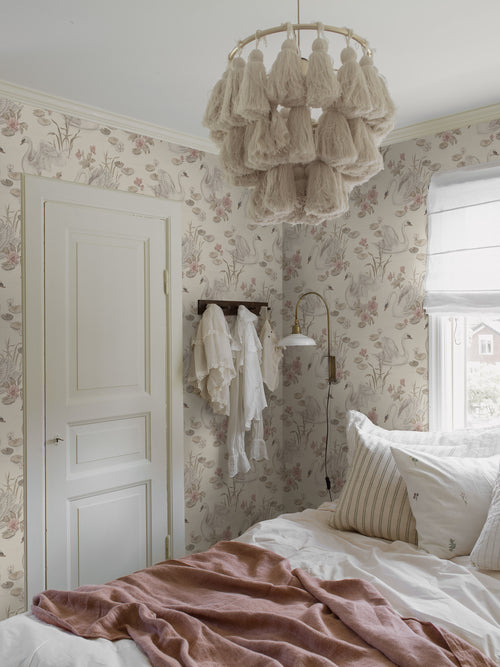 Borastapeter behang zwanen beige en roze - 53 cm x 10.05 m - 660608 - vtwonen shop