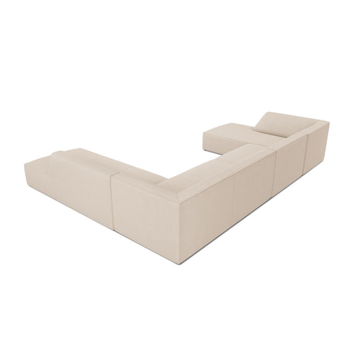 Cosmopolitan Design - Panoramische hoekbank rechts Siena 7-zits, structurele stof beige - 273x366x69cm