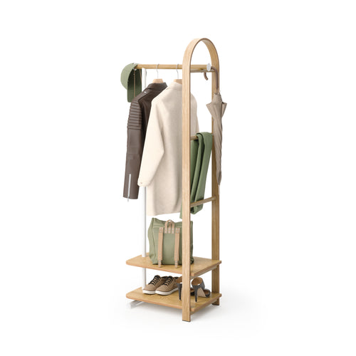 Umbra kapstok Bellwood - 39 x 44 x 168 cm - wit/naturel