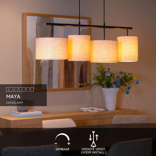 Lucide hanglamp MAYA - 4xE27 - Beige - vtwonen shop