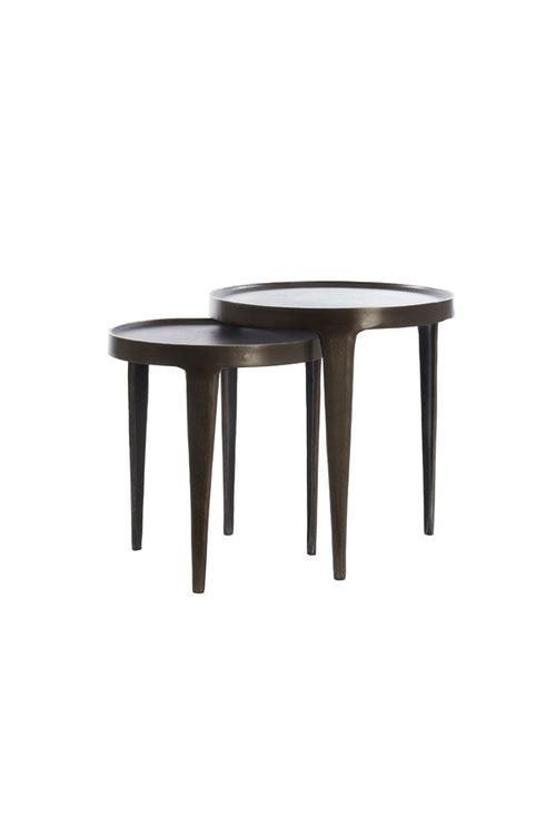 Light & Living bijzettafel TOBIAS - Ø43x45.5cm - bruin - Set van 2
