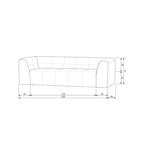 Basiclabel 3-zits bank Grid - Stof - Zand - 73x230x98 - vtwonen shop