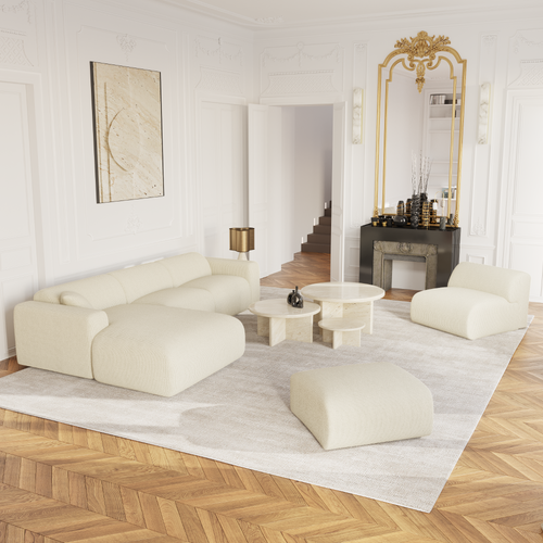 Sia Home - Fauteuil zonder armleuningen MYRA - corduroy crème 75cm