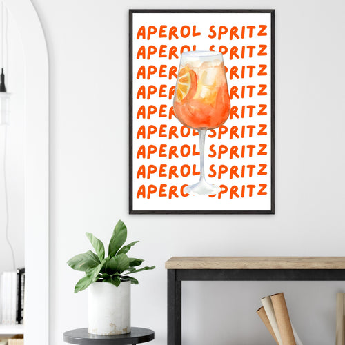Artfulprints Poster Aperol Spritz - Written behind the glass   - A4 21x29.7 cm - Oranje