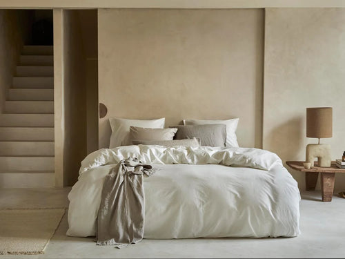 Yumeko dekbedovertrek katoen satijn warm white 240x220 + 2/60x70 - vtwonen shop