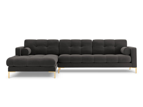 Cosmopolitan Design linker hoekbank Bali 5-zits, flueel, donkergrijs - 185x293x75cm